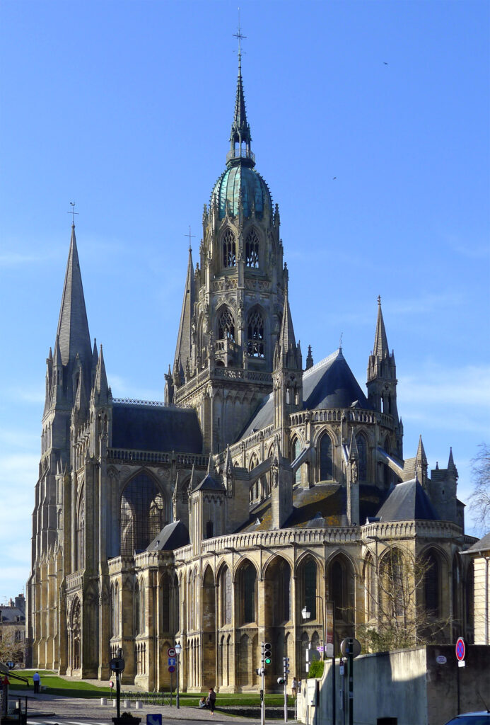 Bayeux Tapestry: 

Bayeux Cathedral, Bayeux, France. Photograph by Mbzt via Wikimedia Commons (CC BY-SA 3.0).


