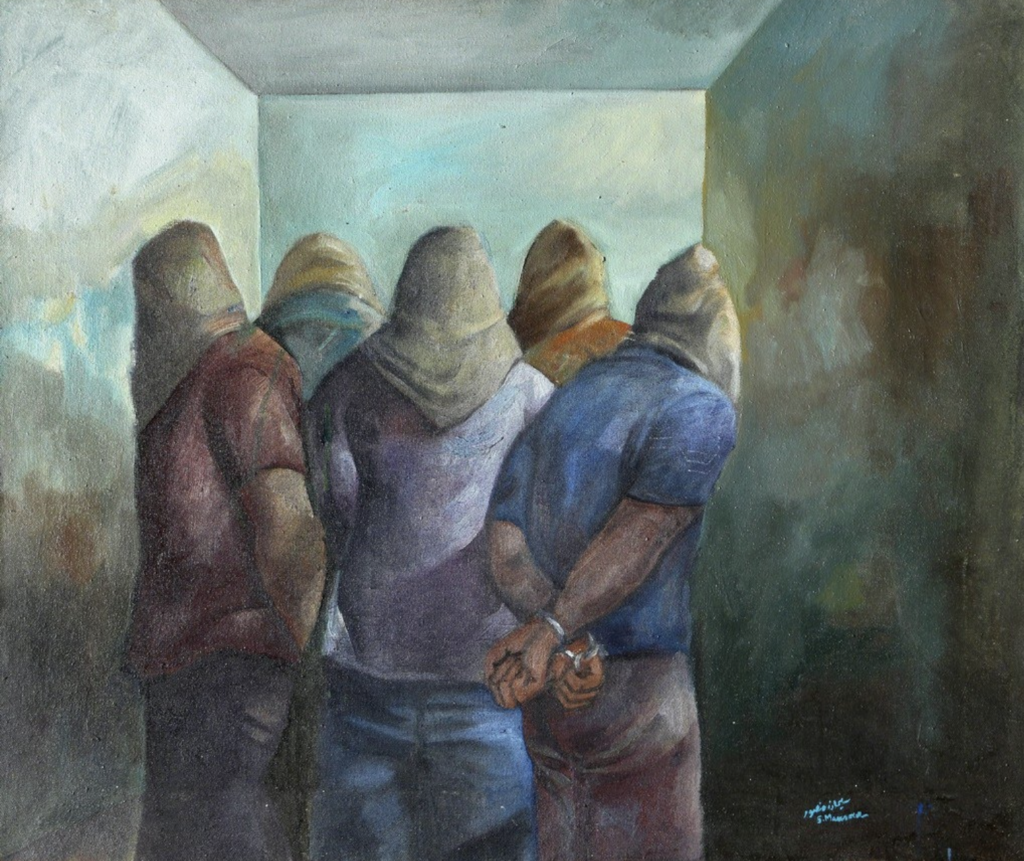 Sliman Mansour: Sliman Mansour, Prison, c. 1982, Contemporary Art Platform, Kuwait City, Kuwait. Zaidan Gallery.
