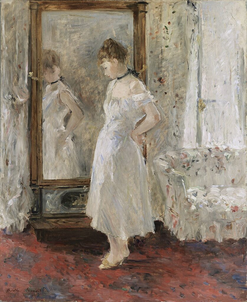 mirrors in art: Mirrors in art: Berthe Morisot, The Psyche Mirror, 1876, Thyssen-Bornemisza Museum, Madrid, Spain.
