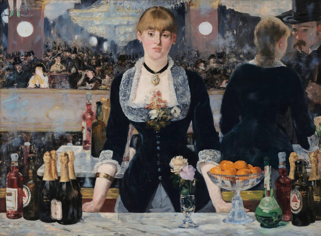 mirrors in art: Mirrors in art: Édouard Manet, A Bar at the Folies-Bergère, 1882, Courtauld Gallery, London, UK.
