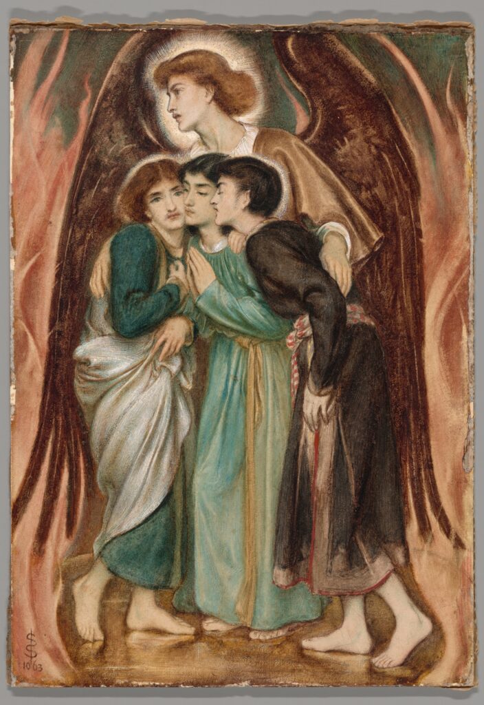 Simeon Solomon: Simeon Solomon, Shadrach, Meshach, and Abednego in the Fiery Furnace, 1863, Art Institute of Chicago, Chicago, IL, USA.

