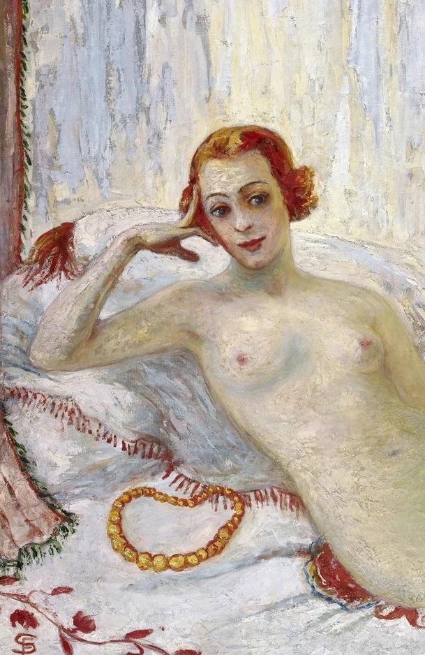 Florine Stettheimer Self-Portrait: Florine Stettheimer, A Model (Nude Self-Portrait), ca. 1915, Avery Architectural and Fine Arts Library, Columbia University, New York City, NY, USA. Detail.
