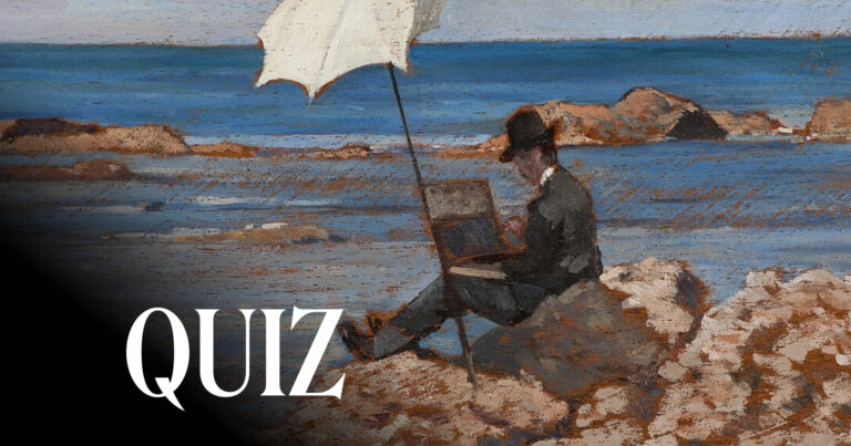 Giovanni Fattori, Silvestro Lega Painting on the Rocks, c. 1866, private collection. Detail.
