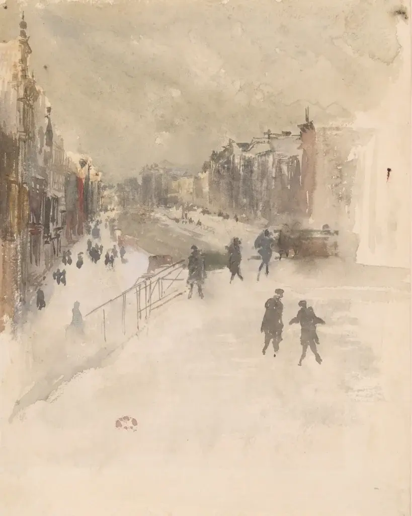whistler and the netherlands: James Abbott McNeill Whistler, Snow, Amsterdam, 1882, private collection. De Mesdag Collectie.

