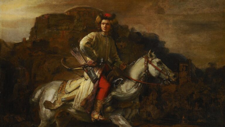 stanisław august poniatowski collection: Rembrandt, The Polish Rider, c. 1655, Frick Collection, New York City, NY, USA. Detail.
