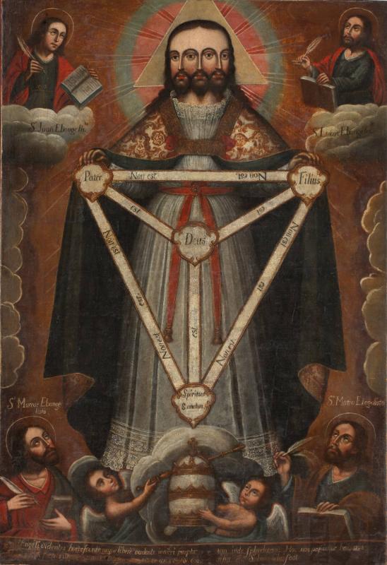 Museo de Arte de Lima: Cusco School, Trifacial Trinity (Trinidad trifacial), ca. 1750–1770, Museo de Arte de Lima, Lima, Peru.
