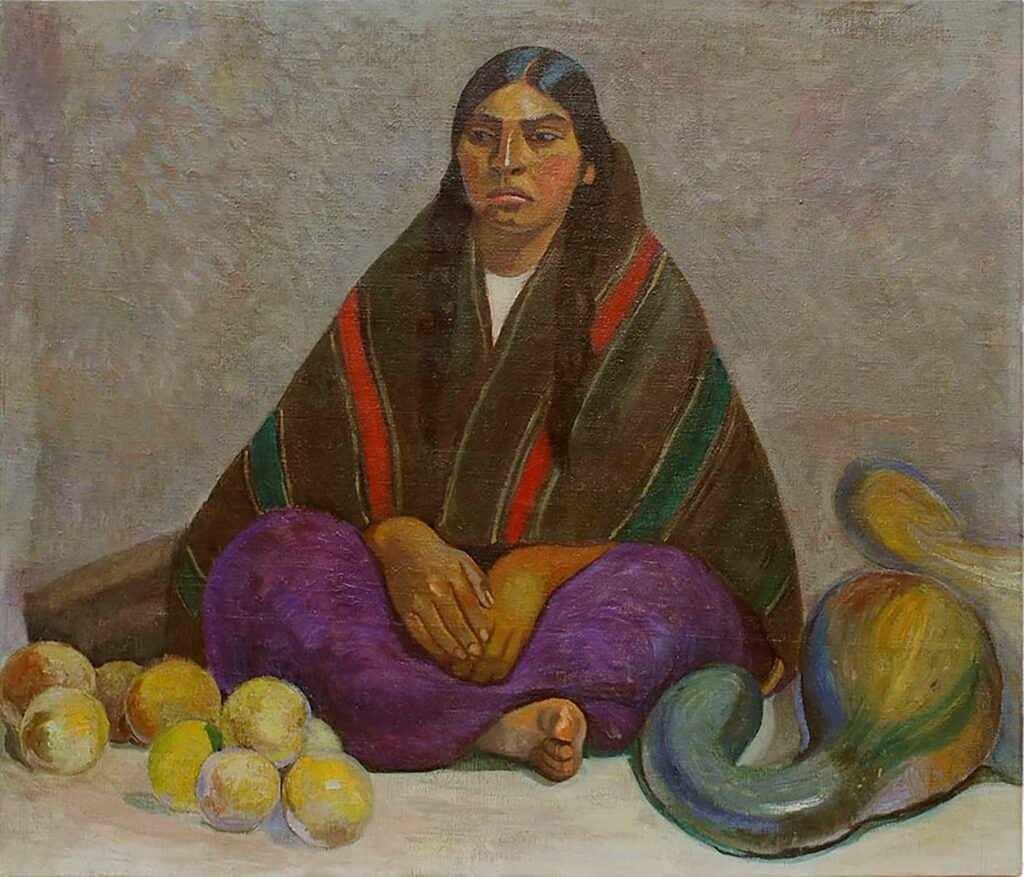 Museo de Arte de Lima: Julia Codesido, Ayacuchan Vendor (Vendedora ayacuchana), ca. 1927, Museo de Arte de Lima, Lima, Peru. Tal día como hoy.
