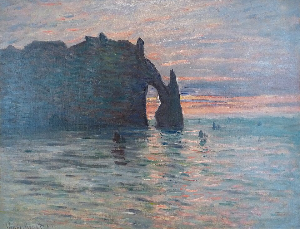 Places from Iconic Paintings: Claude Monet, Sunset at Étretat, 1883, Museum of Fine Arts of Nancy, Nancy, France.
