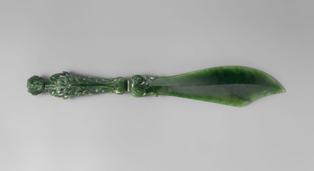 Jade art: Jade art: Berquin-Varangoz workshop, Nephrite paper knife, 1890, Metropolitan Museum of Art, New York City, NY, USA.
