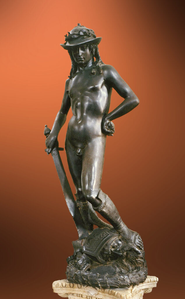 donatello sculptures: Donatello, David, c. 1440, Bargello National Museum, Florence, Italy. Photograph by Tetraktys via Wikimedia Commons (CC BY-SA 2.0).
