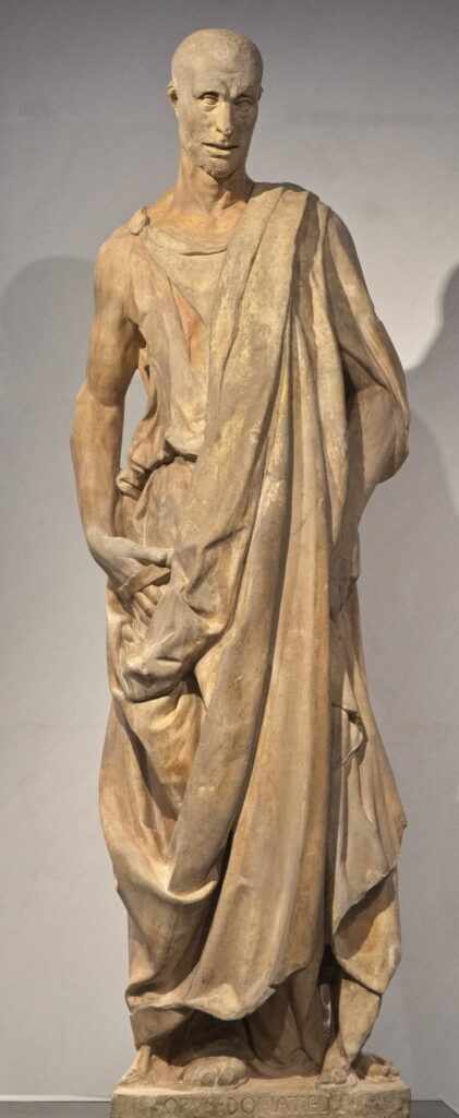 donatello sculptures: Donatello, Zuccone, c. 1423–1425, Museo dell’Opera del Duomo, Florence, Italy. Photograph by Armin Kleiner via Wikimedia Commons (CC BY-SA 4.0).
