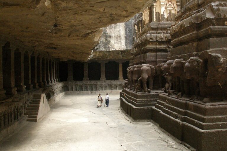 Ellora Caves: Ellora Caves, Maharashtra, India. Photograph by Vyacheslav Argenberg via Wikimedia Commons (CC-BY-4.0).
