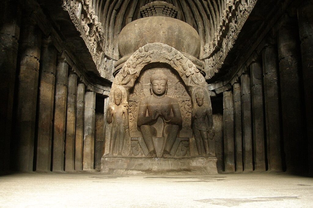 Ellora Caves: The Vishvakarma Cave, Ellora Caves, Maharashtra, India. Photograph by Vyacheslav Argenberg via Wikimedia Commons (CC-BY-4.0).
