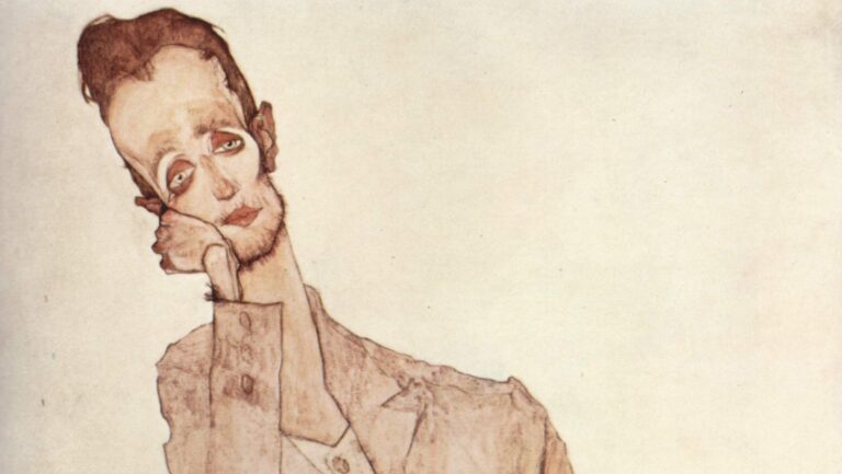 Karl Zakovsek: Egon Schiele, Portrait of Karl Zakovsek, 1910, oil on canvas, private collection. Wikimedia Commons (public domain). Detail.
