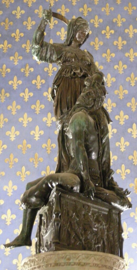donatello sculptures: Donatello, Judith and Holofernes, 1457–1464, Palazzo Vecchio, Florence, Italy. Photograph by Sailko via Wikimedia Commons (CC BY-SA 3.0).
