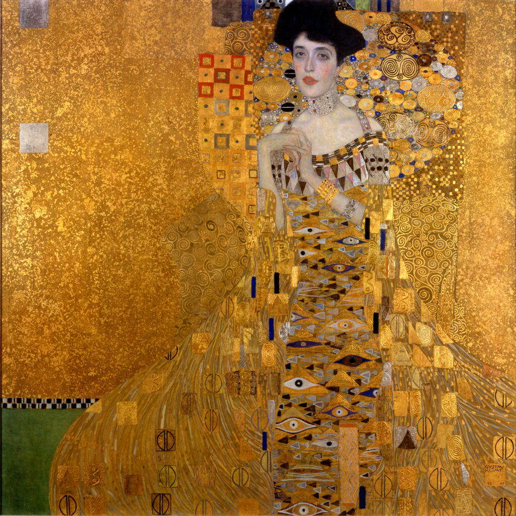 Vienna Secession: Gustav Klimt, Portrait of Adele Bloch-Bauer I, 1904–1907, Neue Galerie New York, New York City, NY, USA.
