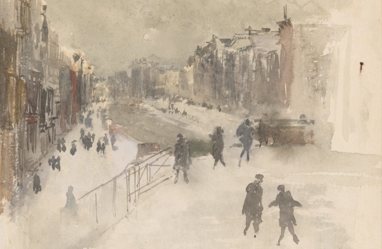 whistler and the netherlands: James McNeill Whistler, Snow, Amsterdam, 1882, private collection. De Mesdag Collectie.
