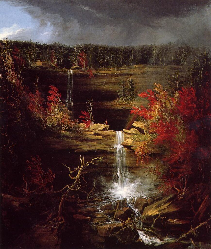 autumn landscapes: Thomas Cole, Kaaterskill Falls, 1826, private collection. Wikimedia Commons (public domain).
