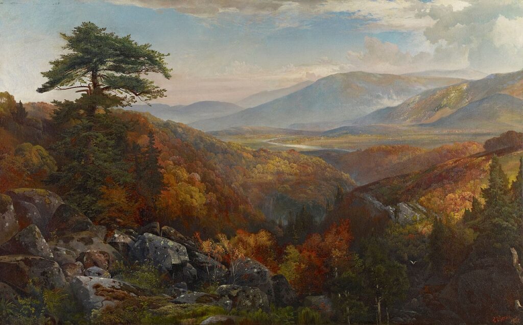 autumn landscapes: Thomas Moran, Valley of the Catawissa in Autumn, c. 1862, Crystal Bridges Museum of American Art, Bentonville, AR, USA.

