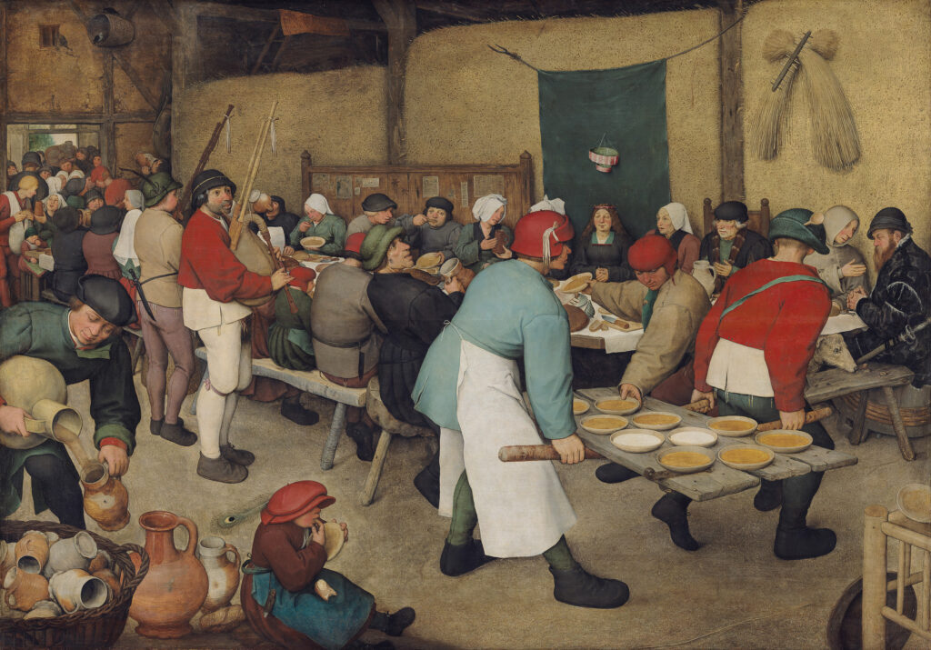 rodolfo stanley: Pieter Bruegel the Elder, The Peasant Wedding, 1568, Kunsthistorisches Museum, Vienna, Austria.
