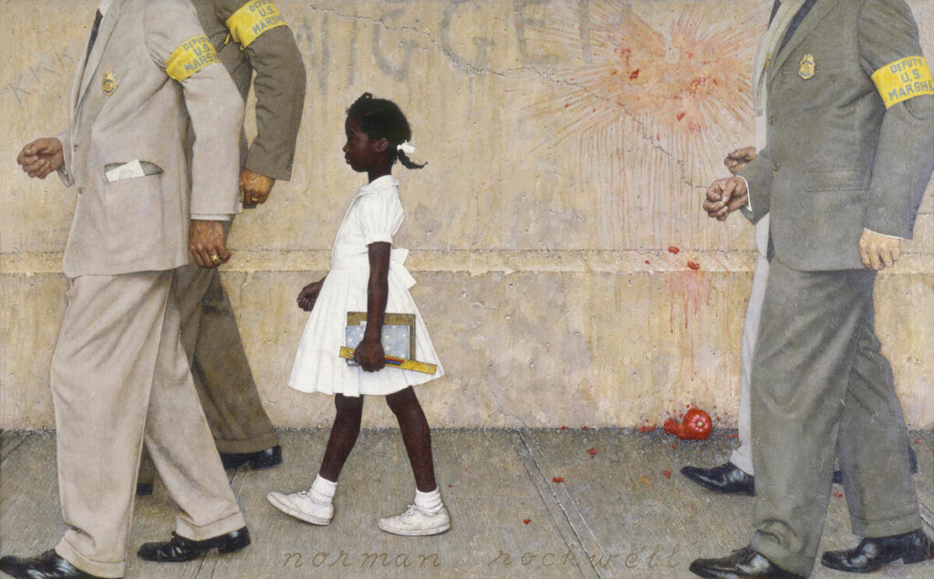 norman rockwell illustrations: Norman Rockwell, The Problem We All Live With, 1964, Norman Rockwell Museum, Stockbridge, MA, USA.
