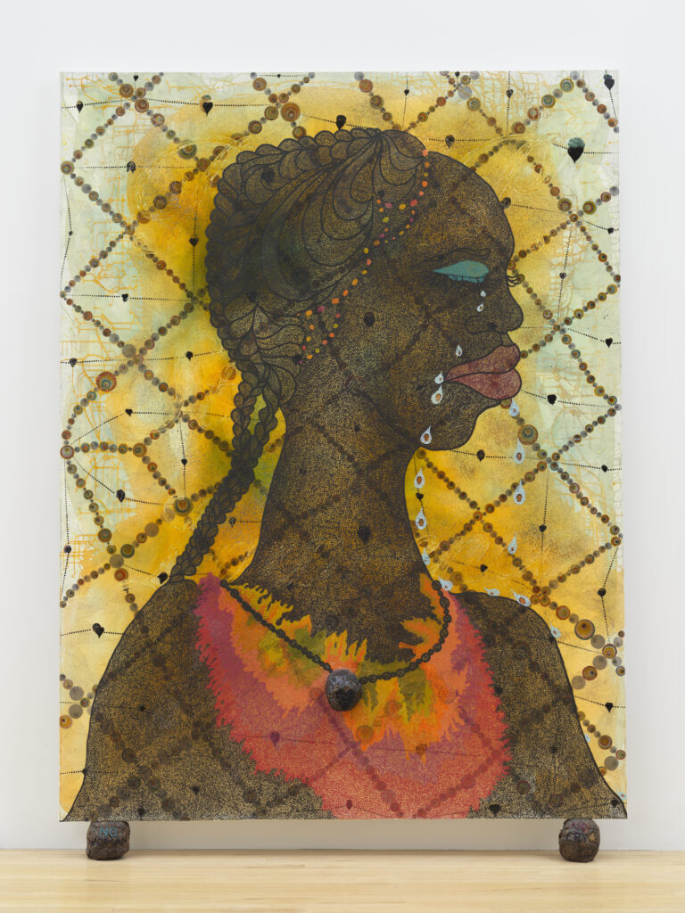 90s art fashion: Chris Ofili, No Woman No Cry, 1998, © Chris Ofili. Courtesy Victoria Miro, London. Tate.
