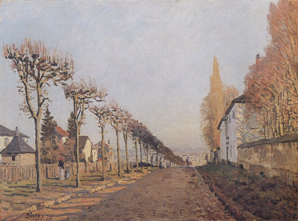 Alfred Sisley: Alfred Sisley, Chemin de la Machine, Louveciennes, 1873, Musee d’Orsay, Paris, France.
