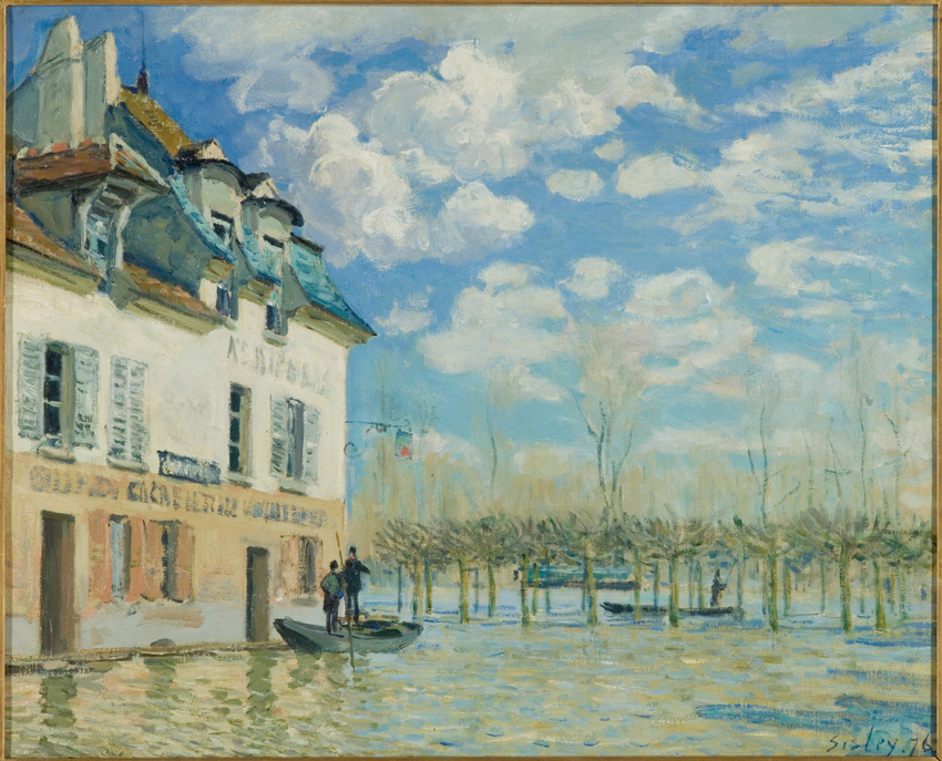 Alfred Sisley: Alfred Sisley, Boat in the Flood at Port-Marly, 1876, Musee d’Orsay, Paris, France.
