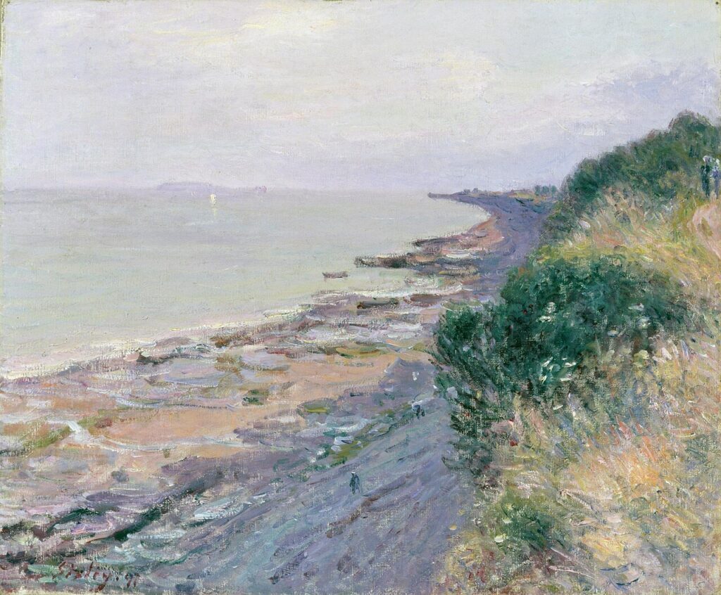 Alfred Sisley: Alfred Sisley, The Cliff at Penarth, Evening, Low Tide, 1897, Amgueddfa Cymru—Museum of Wales, Cardiff, UK.
