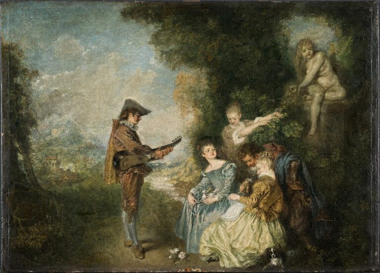 Watteau Paintings: Jean-Antoine Watteau, The Love Lesson, 1716–1717, Nationalmuseum, Stockholm, Sweden. 
