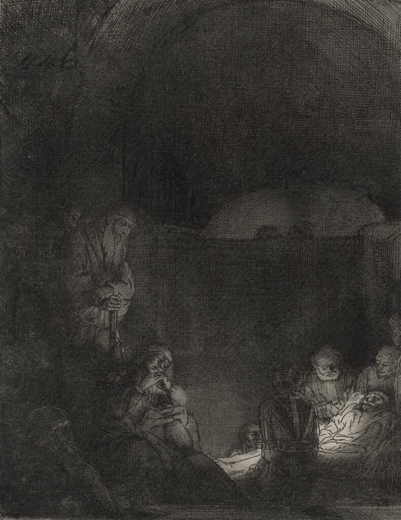 Artists Following Rembrandt: Rembrandt, The Entombment of Christ, c. 1654, Rembrandt House Museum, Amsterdam, Netherlands.
