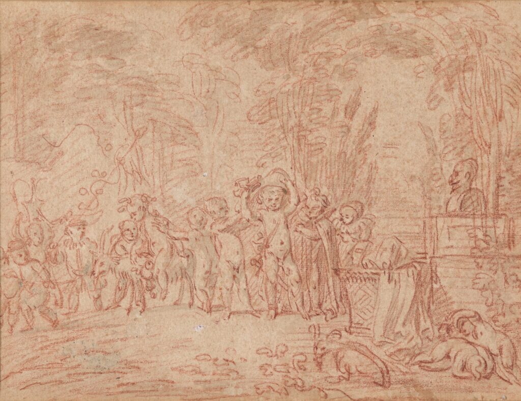 Watteau Paintings: Jean-Antoine Watteau, Children Parodying a Triumph of Bacchus, 1708–1709, National Gallery of Art, Washington, DC, USA.
