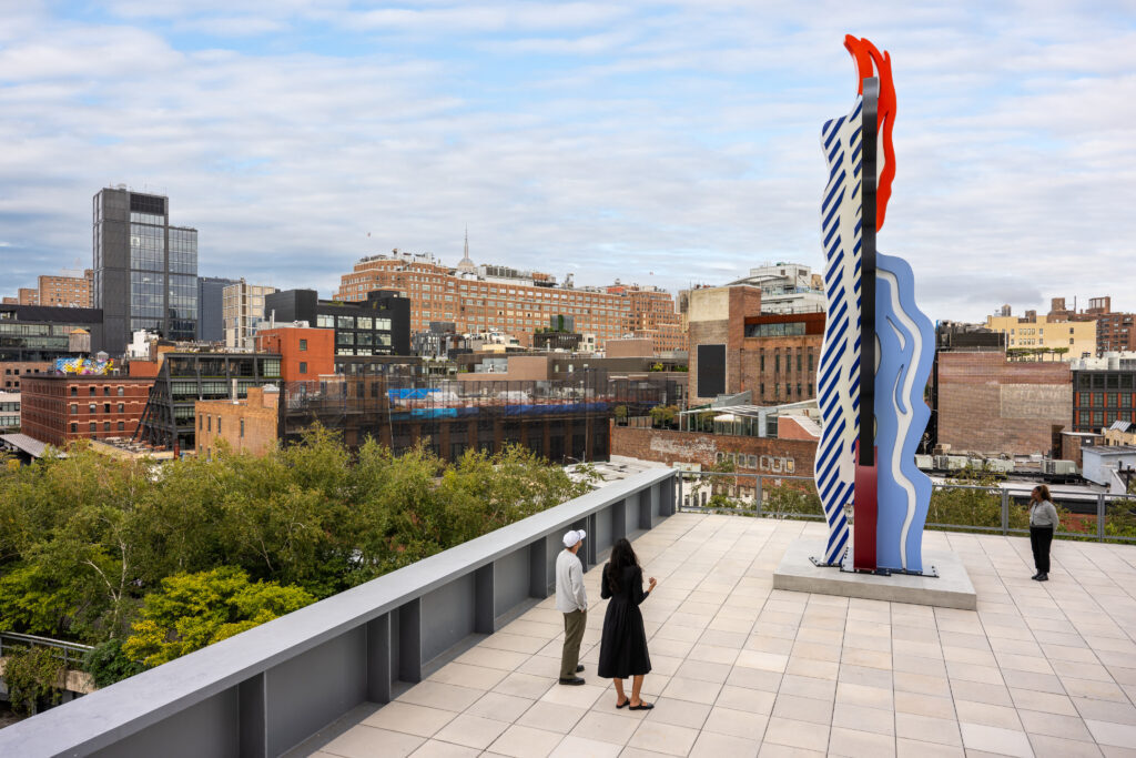 Roy Lichtenstein Like New: Installation view of Roy Lichtenstein: Like New, Whitney Museum of American Art, Oct 11, 2026–May 10, 2027, New York. Roy Lichtenstein, Coups de Pinceau, 1988 (fabricated 2011). Photograph by Filip Wolak.
